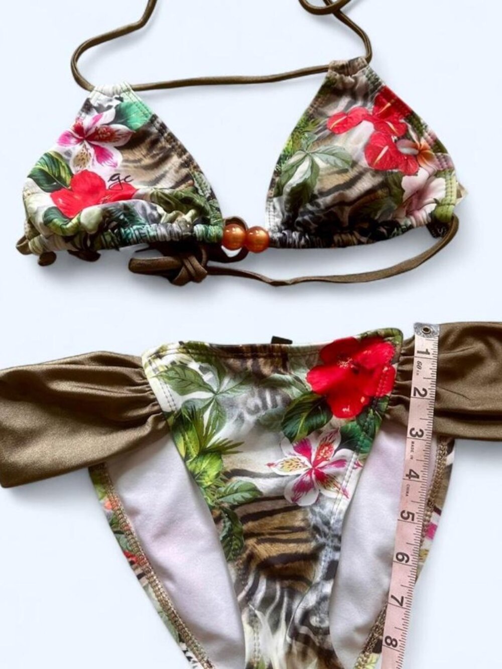 Vintage Guess Tropical Animal Print Bikini Bottoms Medium Y2K
